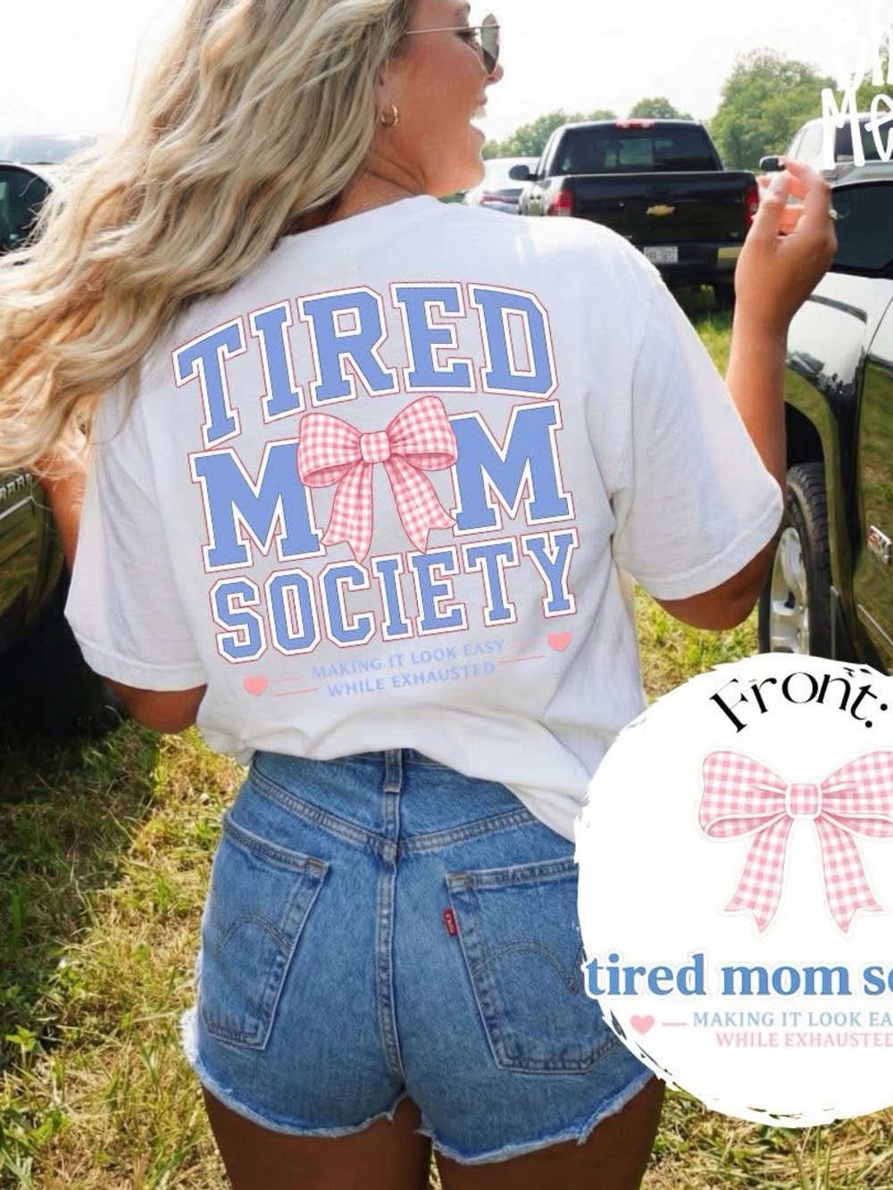 Tired Mom Society Comfort Colors Graphic Tee - White Pink 2X 3X